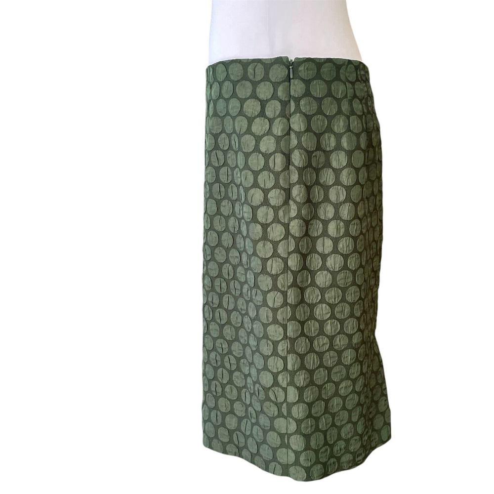 Anthropologie Maeve Green Jacquard Polka Dot Pencil Skirt Size 10 - Picture 2 of 9